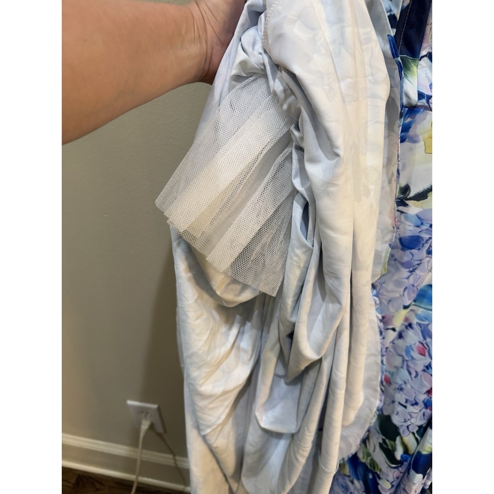 Floral Blue Maxi Dress with Tie Straps - Picture 14 of 15